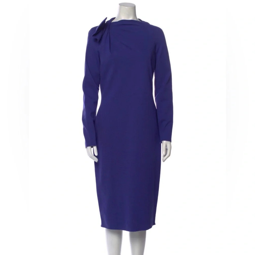 Giorgio Armani Bateau‎ Neckline Midi Length Sheath Dress Purple Size IT 36 XS